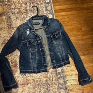 Maurices Distressed Dark Blue Jean Jacket